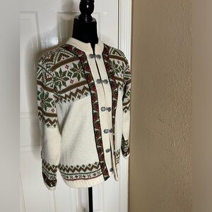 Vintage Firda Nordic Jumper Norway Cardigan Fair Isle Sweater Wool Size 42‌‌‌‌